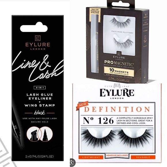 Eylure BUNDLE 2 eyelashes + glue / eyeliner - Picture 1 of 11